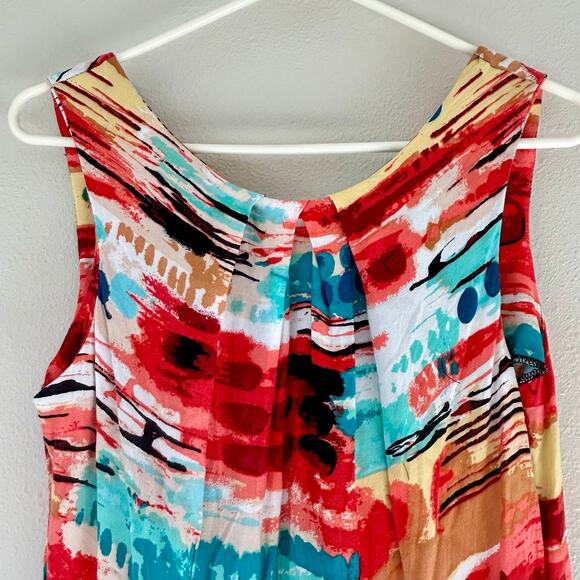 AGB colorful high neck pleated skirt maxi long resort wear vacation sun dress Sm - Picture 4 of 14